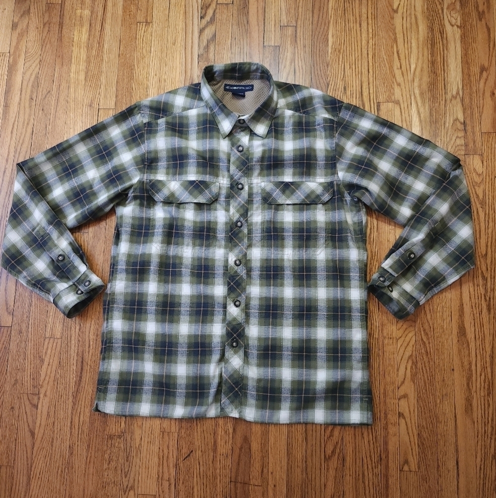 Exofficio Mens Long Sleeve Button Down Flannel Shirt Size L